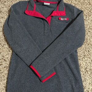 Columbia Gray Sweater with Red Trim